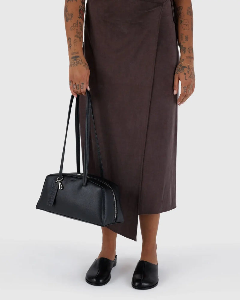 Recycled Leather Bowler Bag Black