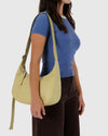 Medium Recycled Leather Crescent Bag Straw