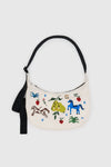 Medium Nylon Crescent Bag Embroidered Painted Prairie