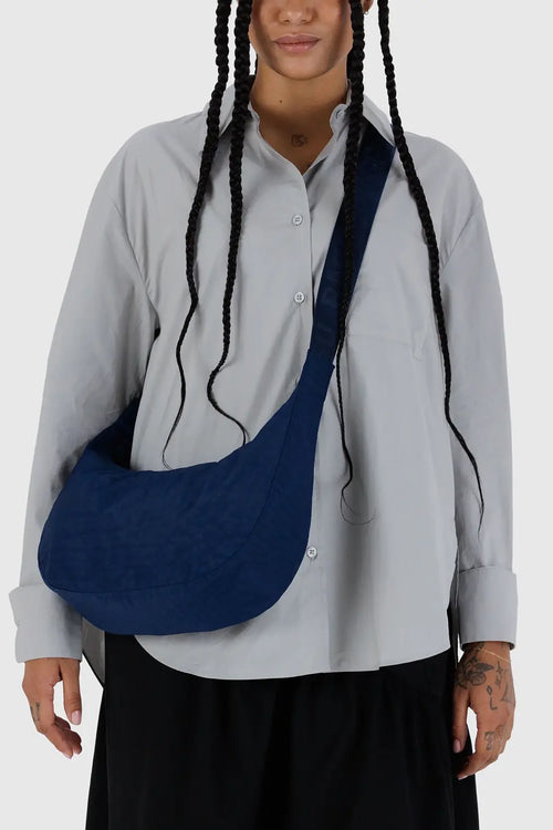 Medium Nylon Crescent Bag Navy