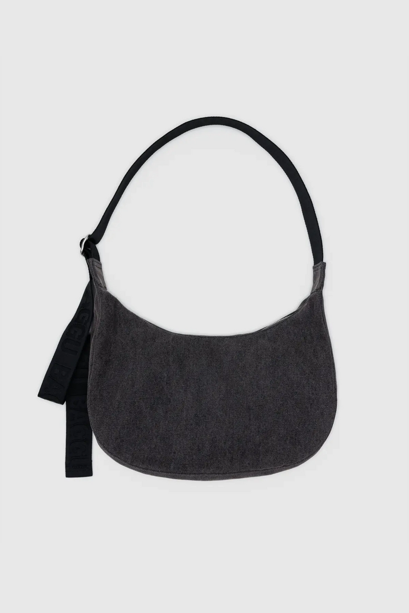 Medium Crescent Bag Washed Black Denim