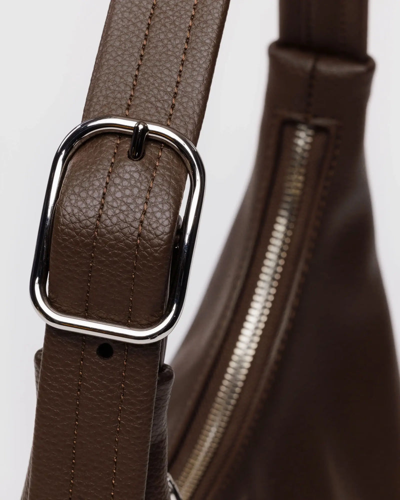 Mini Recycled Leather Shoulder Bag Brown