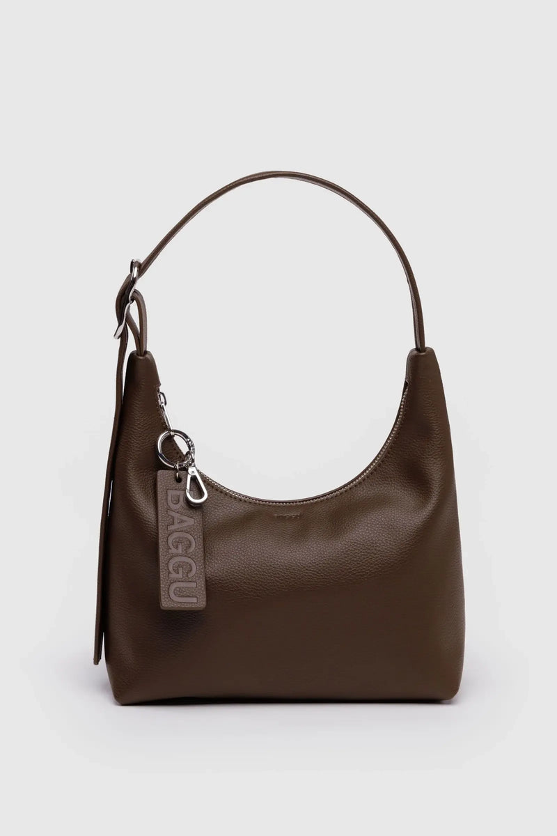 Mini Recycled Leather Shoulder Bag Brown