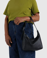 Mini Recycled Leather Shoulder Bag Black