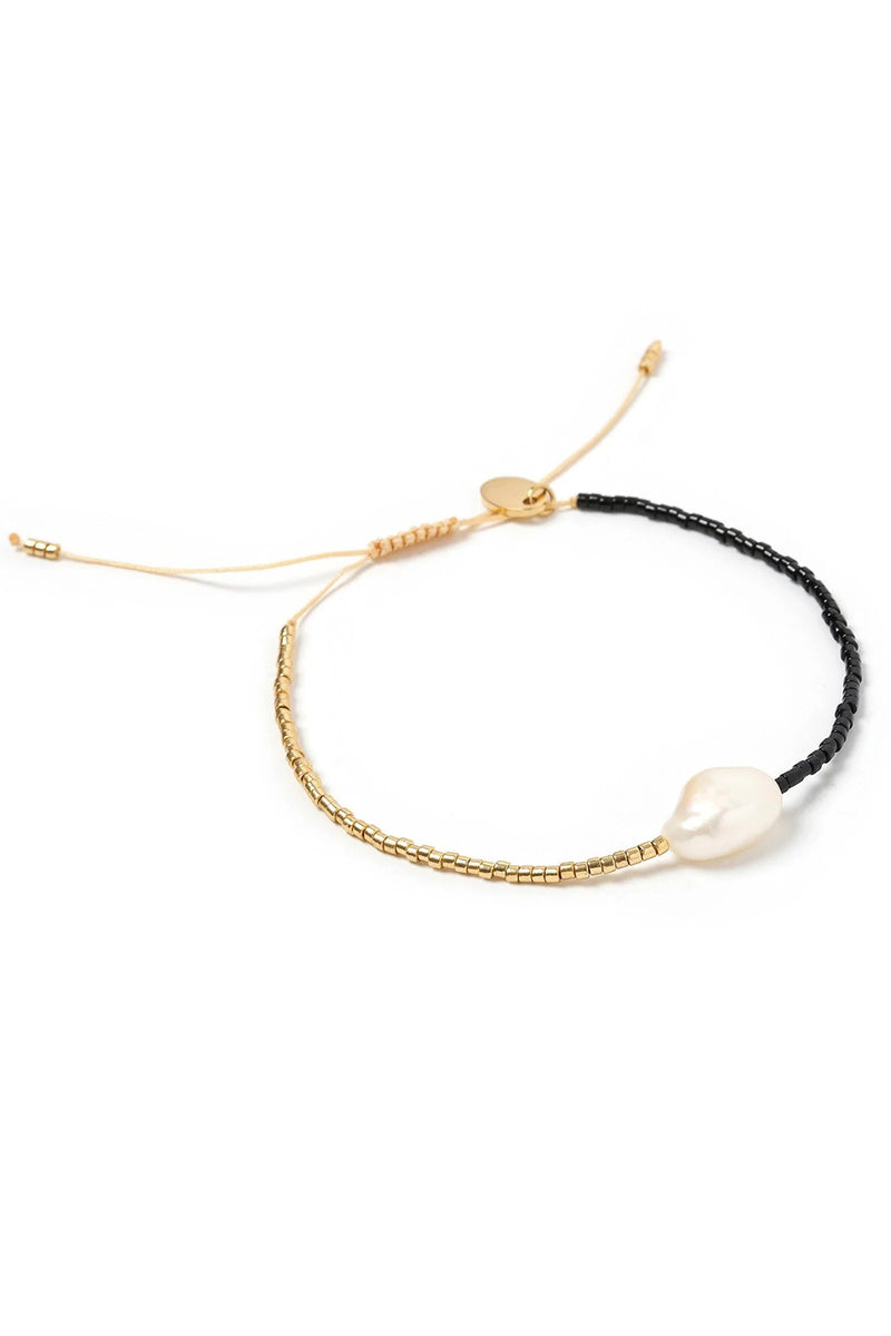 Matilda Pearl and Glass Beaded Bracelet Black