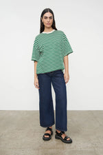 Oversized Boxy Tee Green Stripe