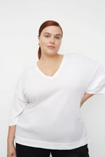 Oversized V Neck Top White