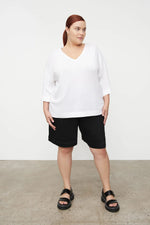 Oversized V Neck Top White