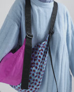 Large Nylon Crescent Bag Black
