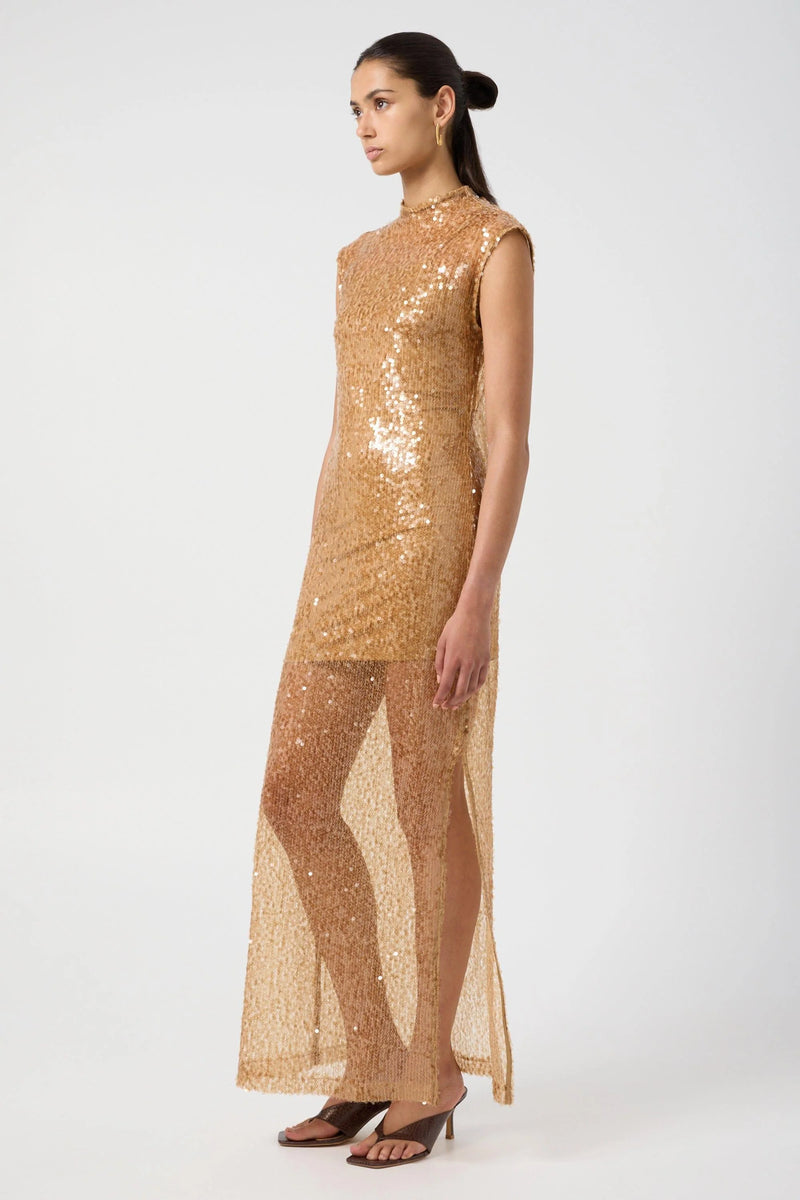 Reflection Sequin Maxi Dress Honey