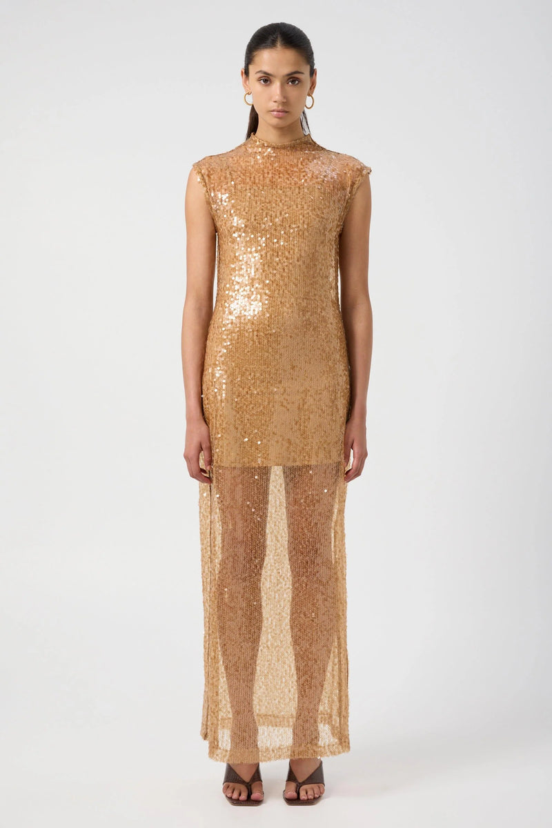 Reflection Sequin Maxi Dress Honey