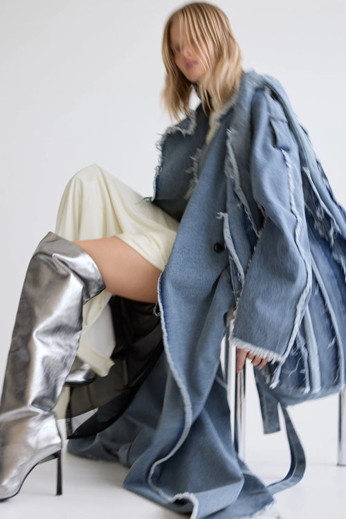 Senses Denim Coat Distressed Blue