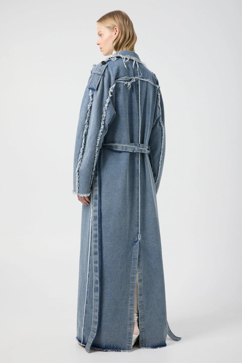 Senses Denim Coat Distressed Blue