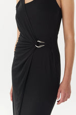 Stirling Twist Cross Over Midi Dress Black