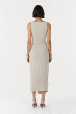 Stirling Twist Cross Over Midi Dress Oyster Grey