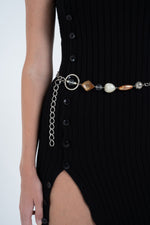 Asymmetric Button Dress Black
