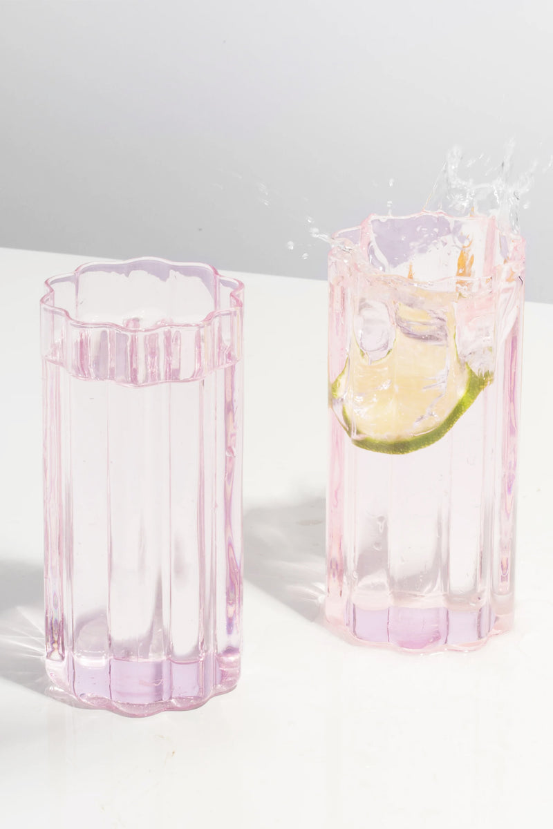 Wave Highball Glass Set Pink