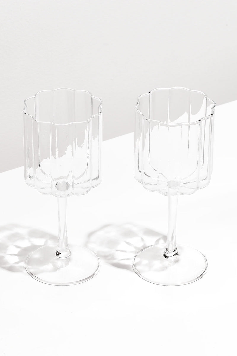 Wave Wine Glass Set Clear