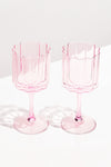 Wave Wine Glass Set Pink
