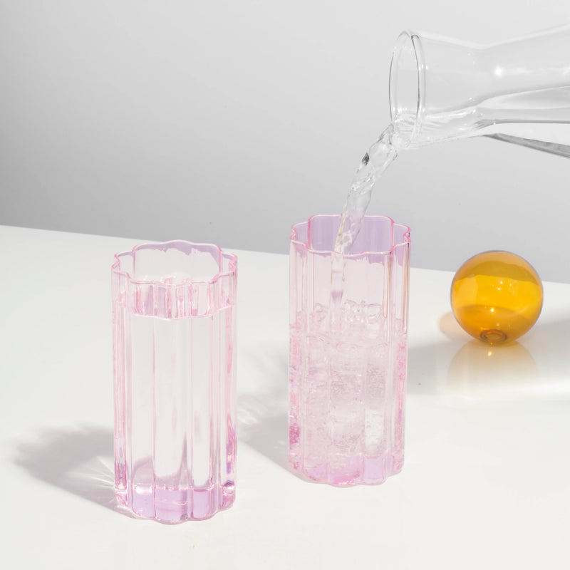 Wave Highball Glass Set Pink