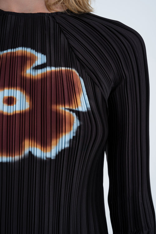 Box Pleat Raglan Top Burning Flower