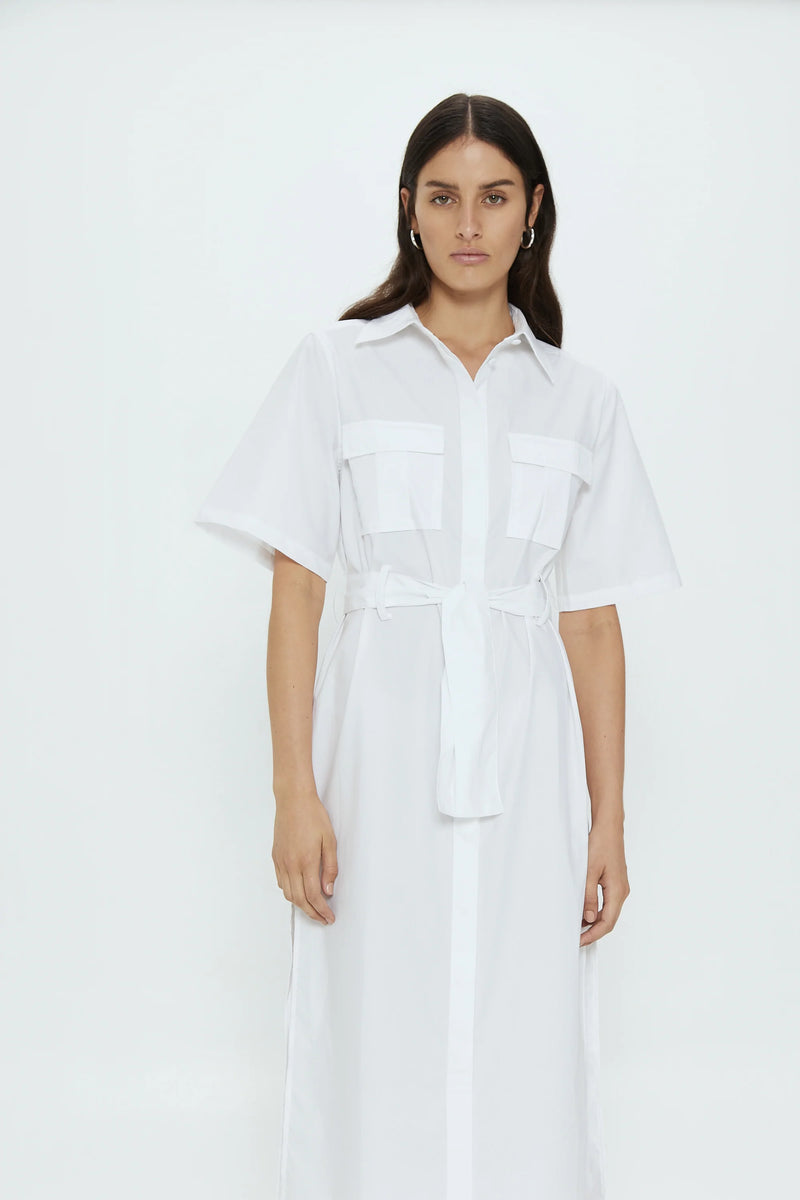 Roam Maxi Shirt Dress White