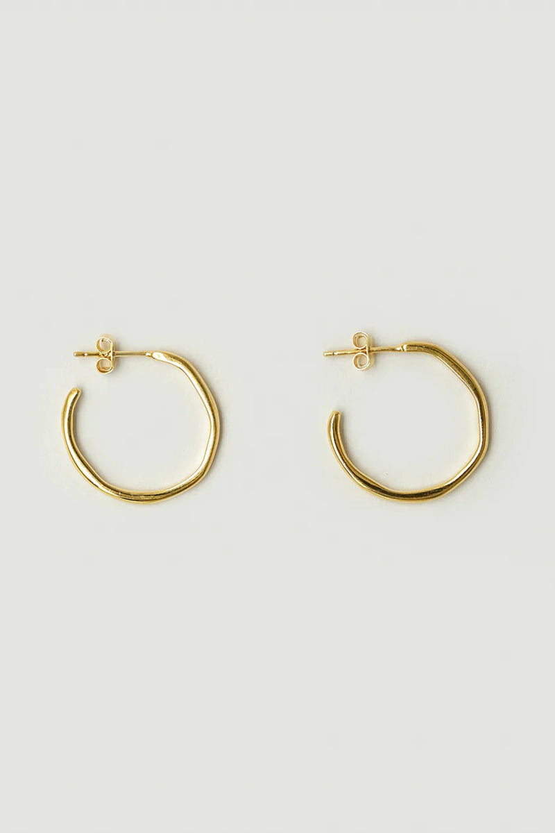 925 Organica Stud Hoop Earrings Gold