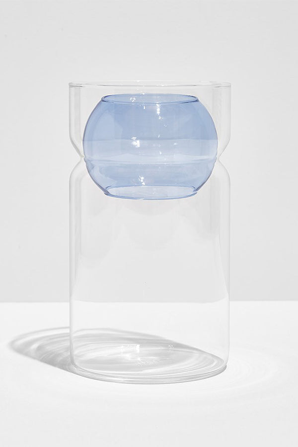 Balance Vase Clear + Blue