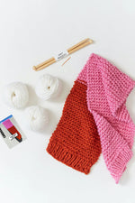 Kane Scarf Knit Kit Pink and Red