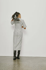 Mari Dress Charcoal Stripe