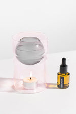 Oil Burner and Tea light candle Smoke + Pink