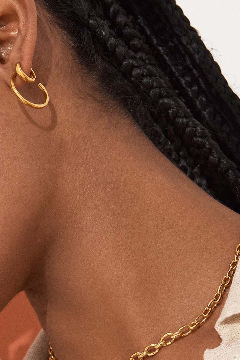 925 Organica Stud Hoop Earrings Gold