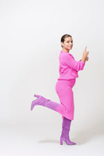 Kate V Neck Jumper Bright Pink